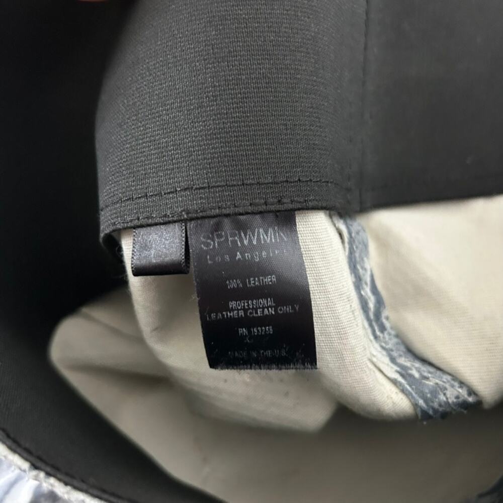 SPRWMN High Waist 3/4 Leather Leggings Gray Snake Print 100% Lambskin Size Large - Picture 4 of 16